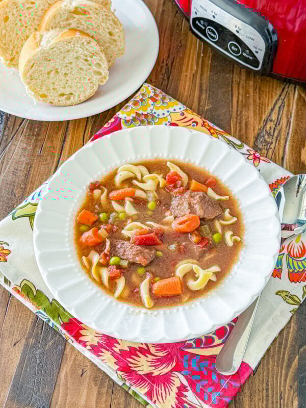 Slow Cooker Beef Vegetable Noodle Soup
