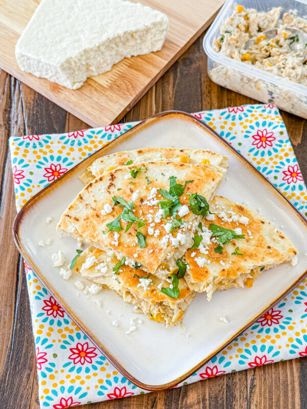 street corn chicken quesadillas