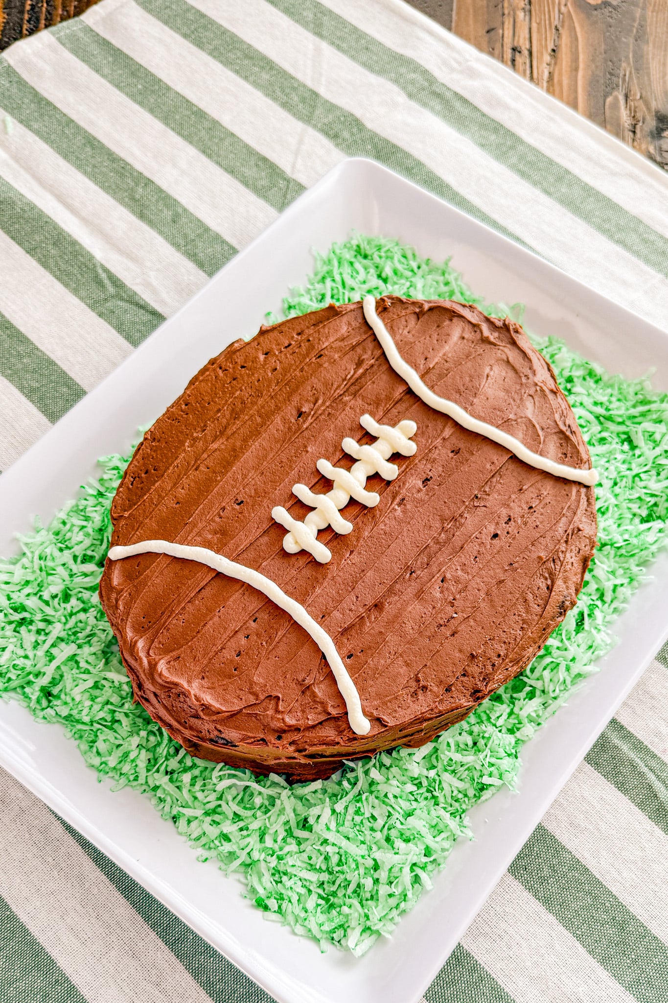 Easy Chocolate Football Cake for the Super Bowl - Real Mom Kitchen