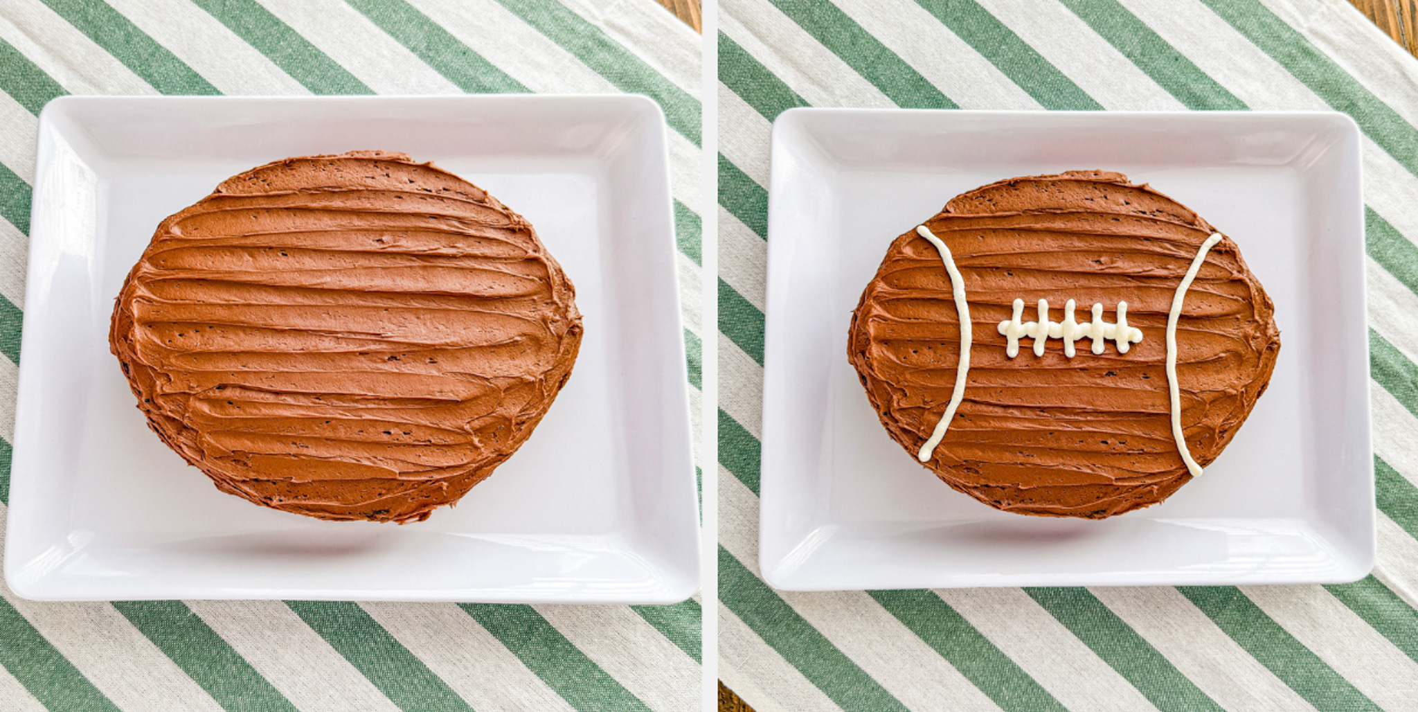 Easy Chocolate Football Cake for the Super Bowl - Real Mom Kitchen