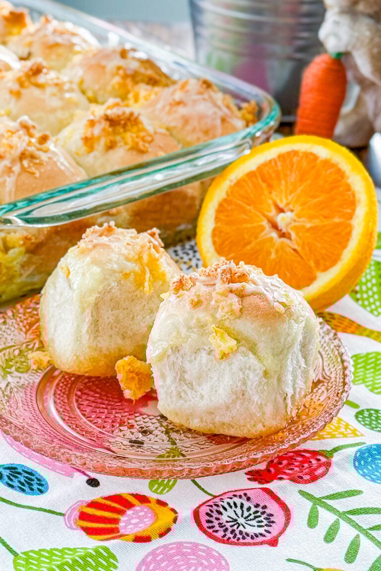 Easy orange pull-aparts baked until golden and drizzled with orange glaze