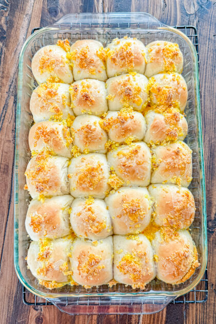 Sweet orange breakfast rolls baked until golden brown