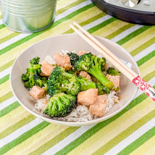 Homemade Instant Pot chicken and broccoli in a bowl