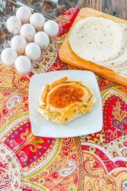 Homemade Taco Bell copycat breakfast crunchwrap served on a plate