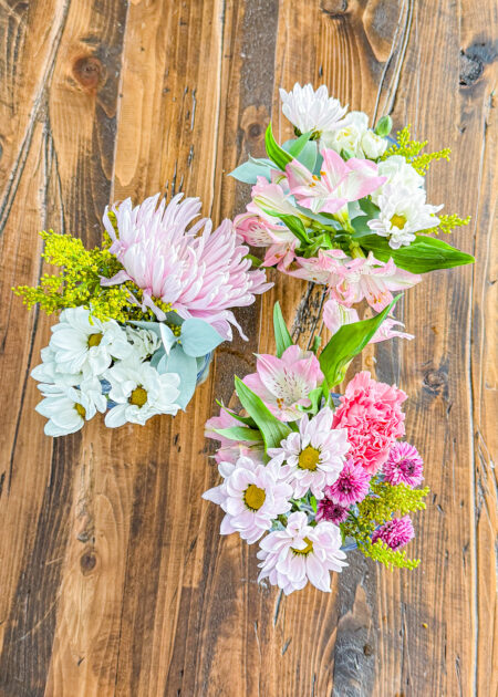Fresh flower arrangements in a small containers