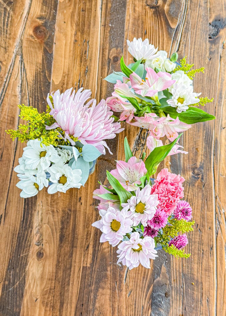 Fresh flower arrangements in a small containers