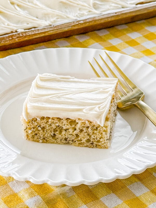 Soft banana bars topped with cream cheese frosting