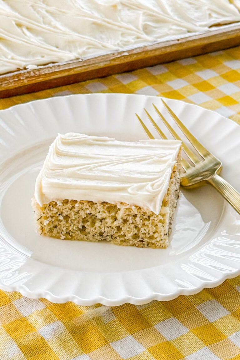 Soft banana bars topped with cream cheese frosting