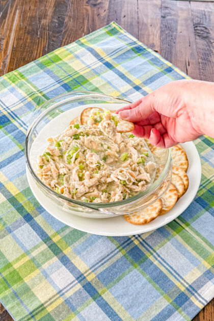 Ranch chicken salad served with crackers