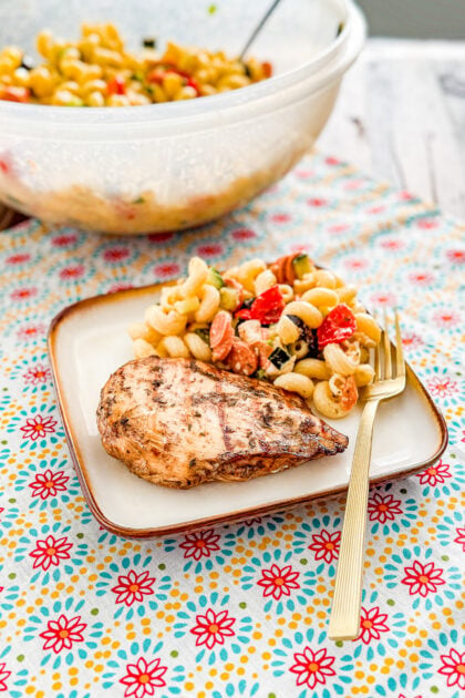 Balsamic marinated grilled chicken with herbs