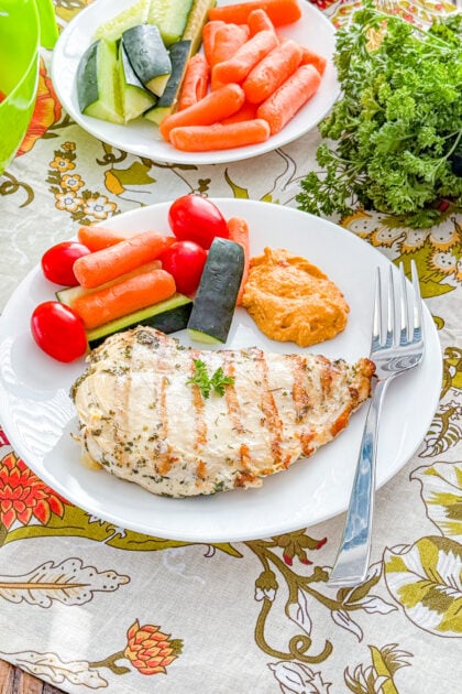 Italian marinated grilled chicken with lemon and herbs