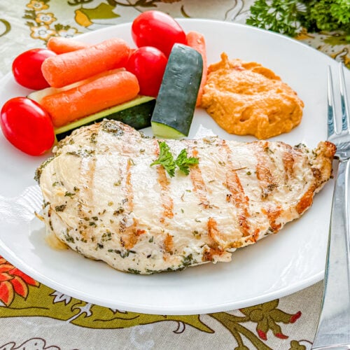 Italian marinated grilled chicken served with summer sides