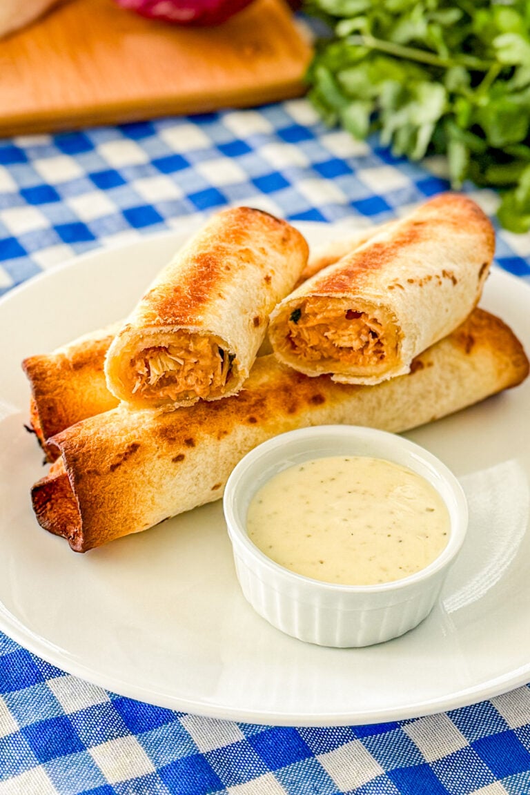 BBQ chicken flautas baked until golden and crispy