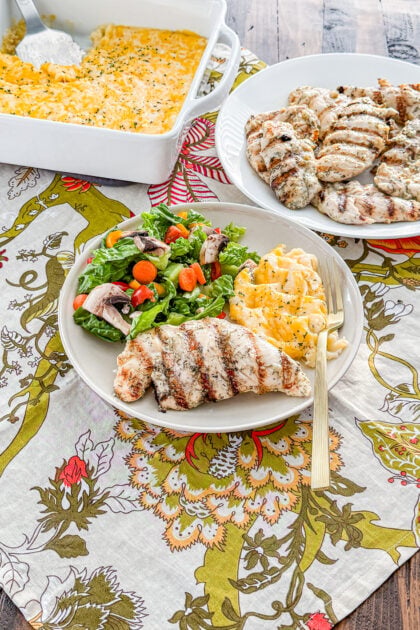 Grilled lemon dill chicken with fresh herbs