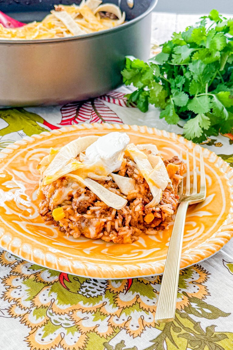 One-Pan Beef Enchilada Rice Skillet