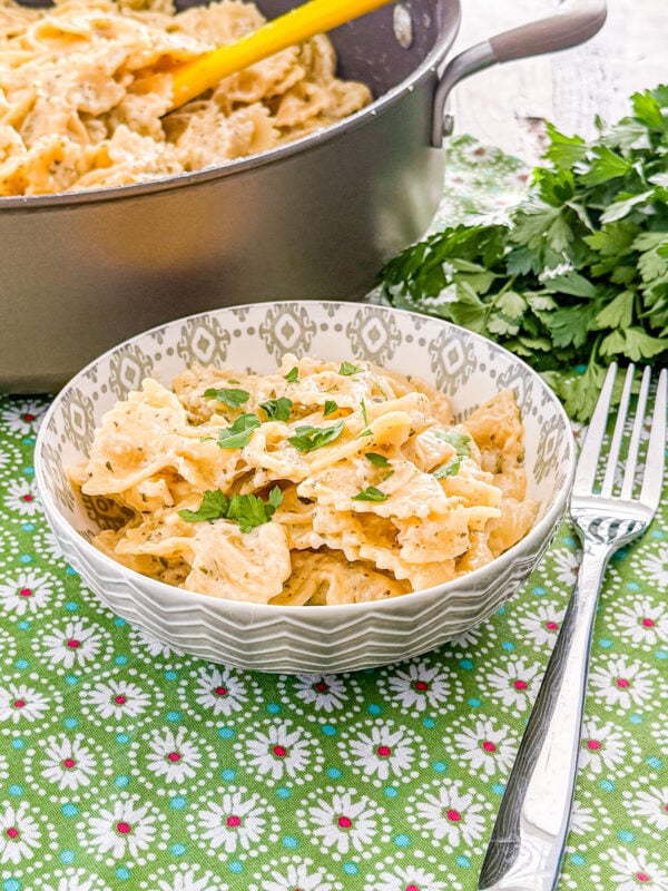 One-Pot Garlic Butter Pasta with Parmesan cheese and a creamy garlic herb sauce