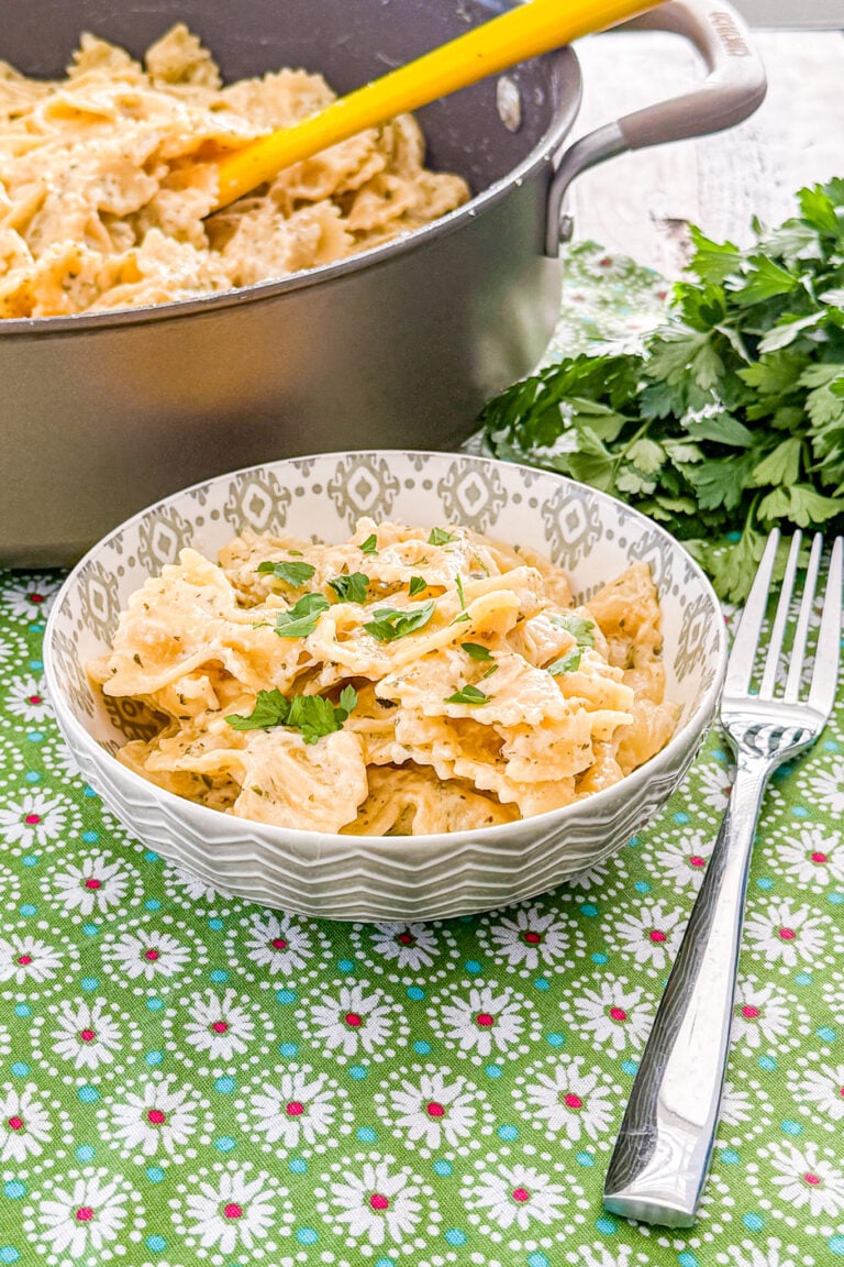 One-Pot Garlic Butter Pasta with Parmesan cheese and a creamy garlic herb sauce